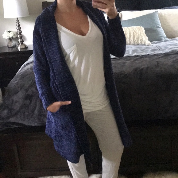 LAST Royal Blue Long super soft chenille cardigan - Picture 3 of 8